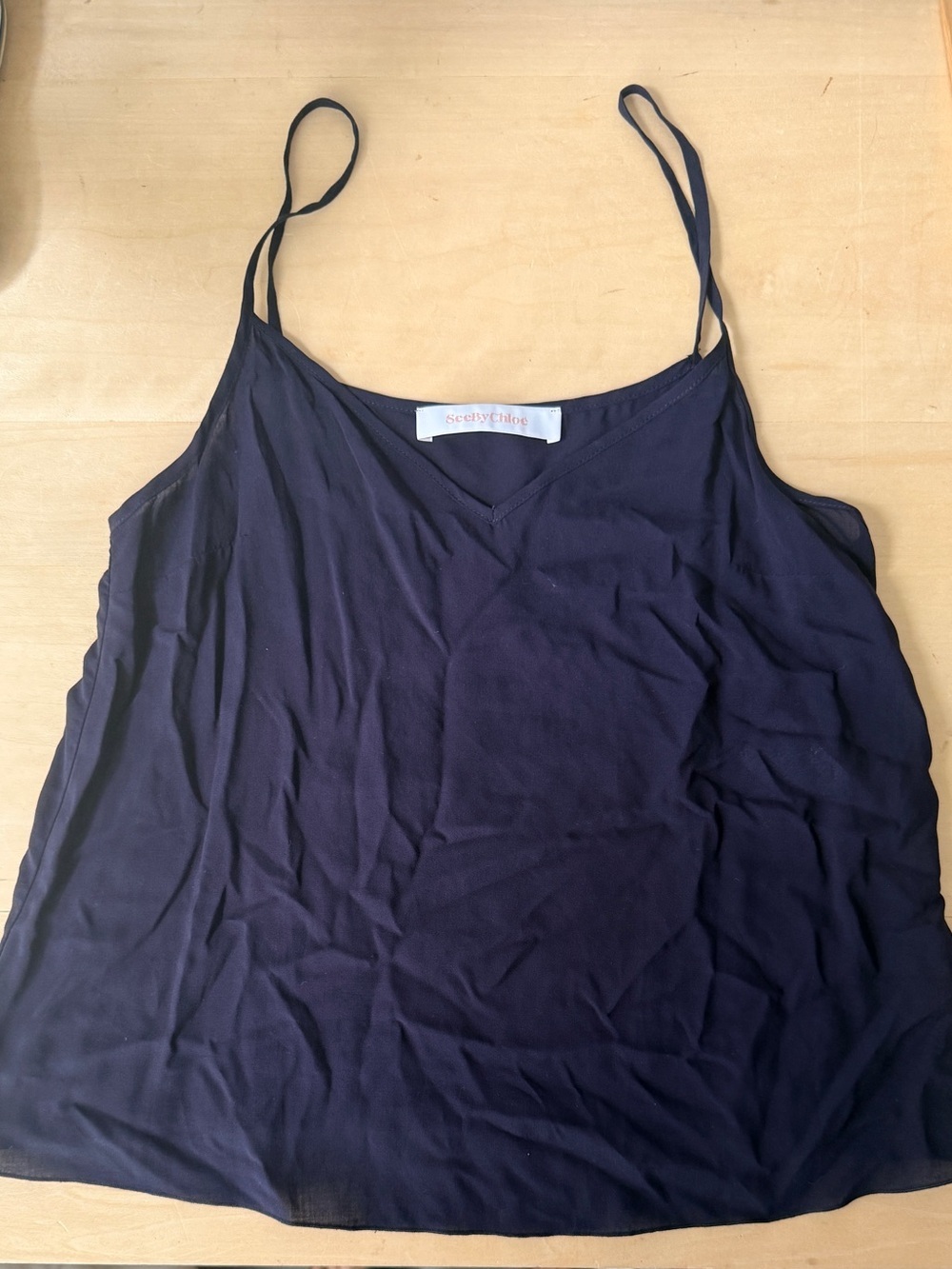 See By Chloe Navy V-Neck Slip Cami Tank Top - 34